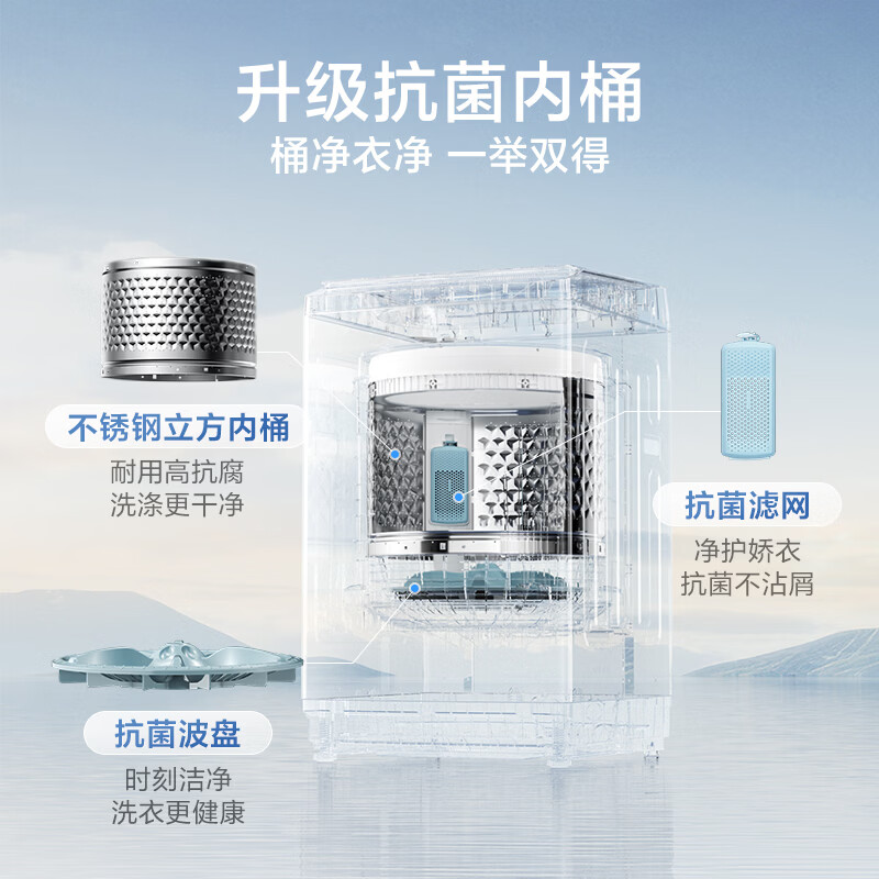 [苏宁自营]小天鹅(LittleSwan)波轮洗衣机全自动家用10公斤 宿舍租房神器智能预约一键智洗TB10V28T高清大图