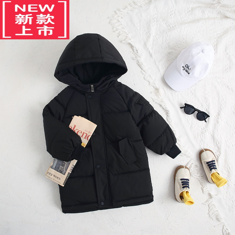 可莉允新款儿童羽绒棉服中长款女童宝宝加厚棉袄男童保暖冬季纯色外套