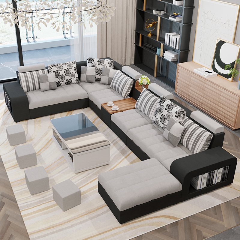 凯丽罗拉布艺沙发沙发客厅大户型沙发组合简约现代可拆洗u型转角沙发