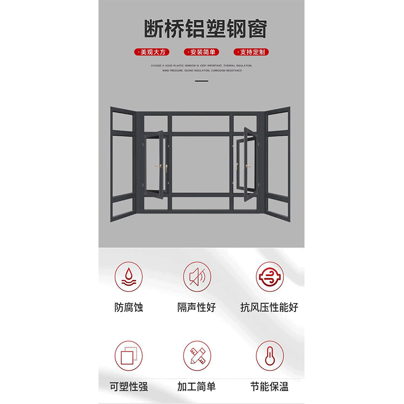 断桥铝窗玻璃纱窗组合套装 定制高清大图