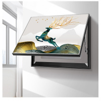 电表箱装饰画现代简约配电箱遮挡客厅强开关电闸盒 A1377 40高x60宽[容纳29高x49宽]高清艺术微喷油布画摩登黑