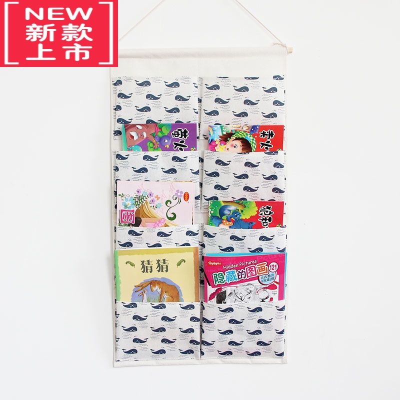 可莉允幼儿园图书挂袋可爱卡通墙挂式图书布袋教室收纳袋A4绘本大号挂兜
