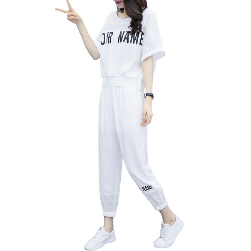 夏装女套装2020年新款韩版时尚休闲运动服洋气宽松夏季两件套夏天