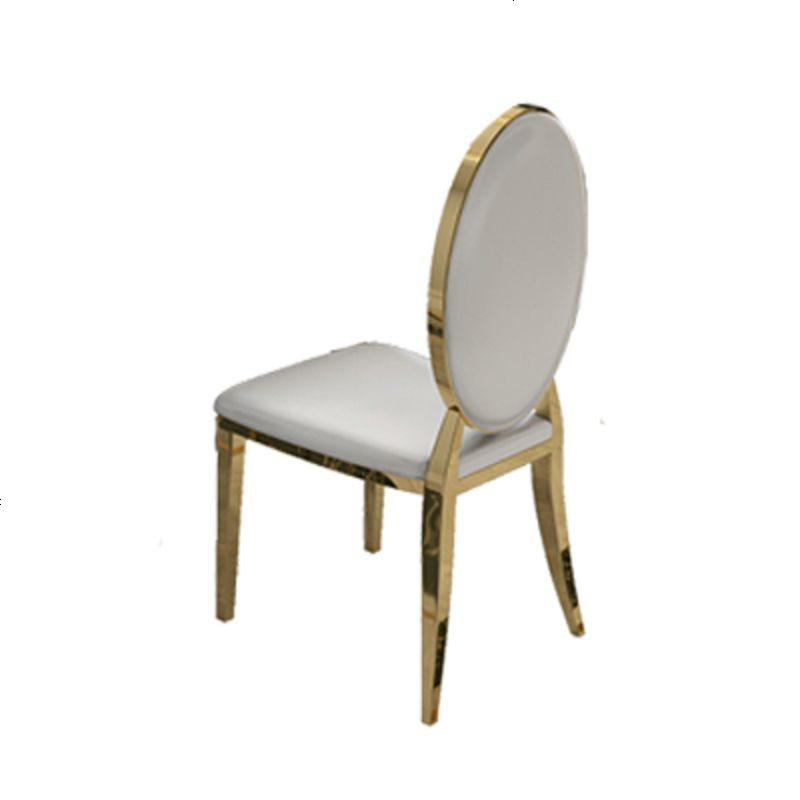 轻奢餐桌大理石北欧后现代简约创意定制家用镀金不锈钢餐桌椅组合 配套6把椅子