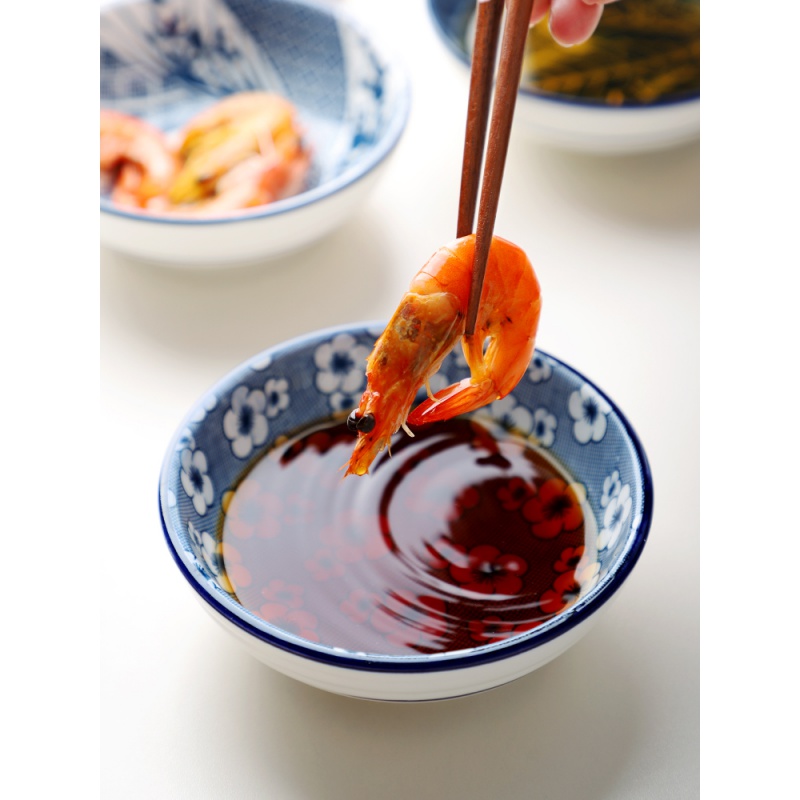 汐岩家用吃饭陶瓷碗复古单个蒸蛋小碗超萌青花瓷碗五寸碗日式餐具 藤蔓高清大图