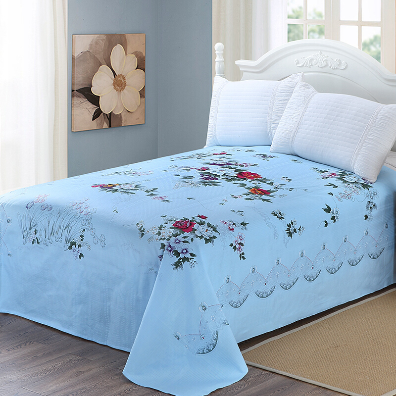 国民床单丝光棉面料双人中式传统老床单花团锦簇-粉色250x2601.