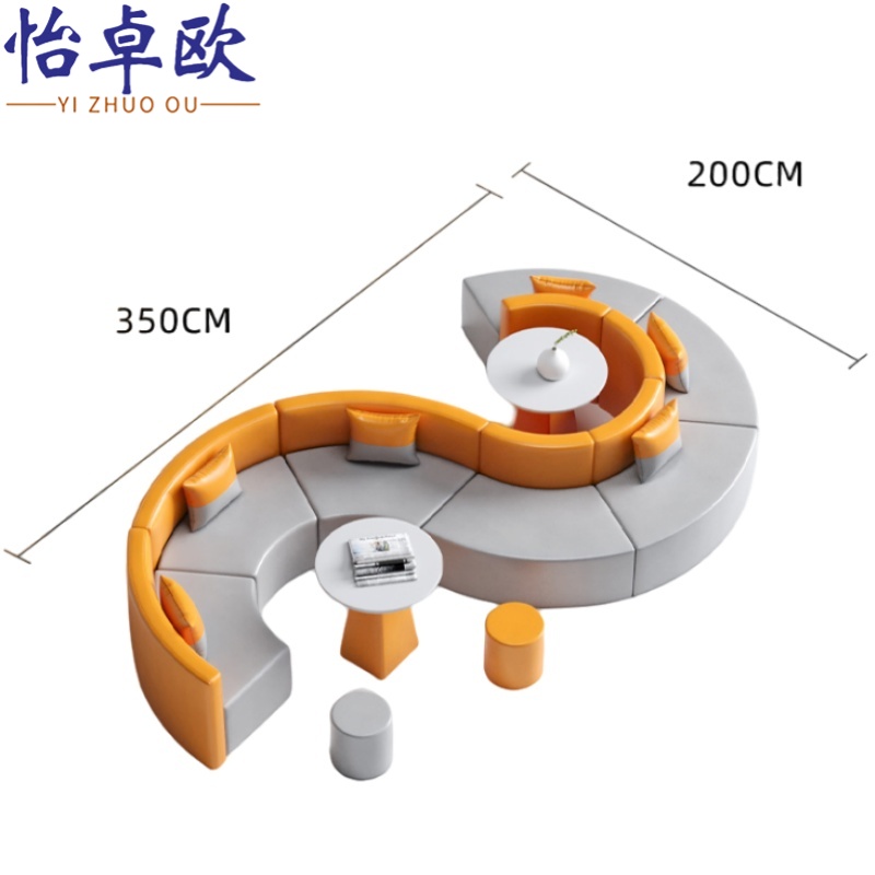 怡卓欧沙发七人位+2茶几+2圆凳套高清大图