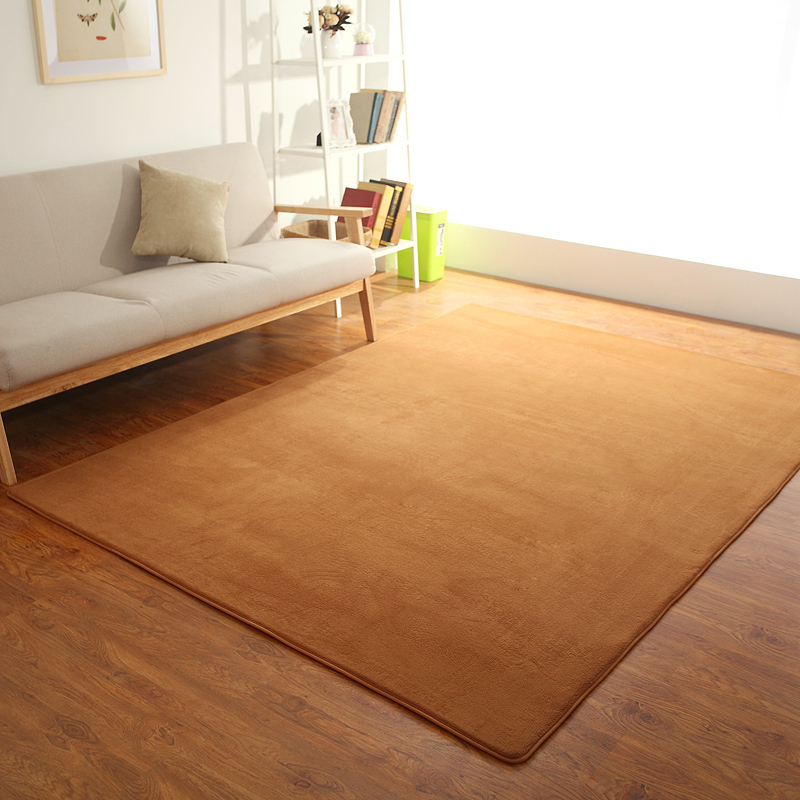 美帮汇短毛客厅茶几地垫房间小地毯卧室满铺ins网红防潮垫子家用可定制 卡其色 200x180厘米