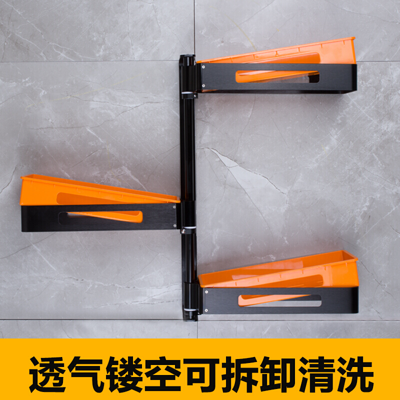 厨房浴室卫生间旋转置物架多功能壁挂式免钉免打孔墙上料架子波迷娜BOMINA