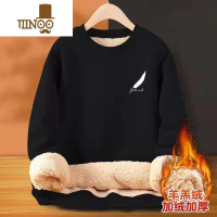 YANXU2023冬季加绒加厚羔绒卫衣男宽松圆领保暖宽松大码潮牌外套上衣 2XL125-140斤 圆领羊羔绒羽毛黑