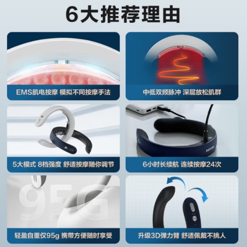 飞利浦 颈部按摩器PPM3302N高清大图