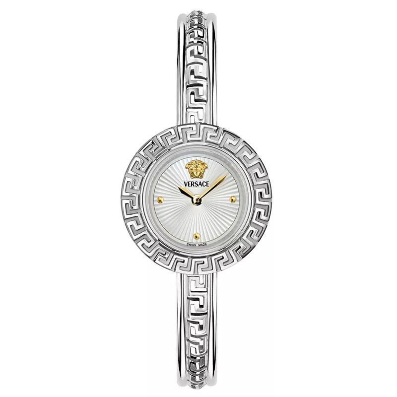 范思哲(Versace)女士石英表银色表盘瑞士机芯蓝宝石表镜防水不锈钢手镯表