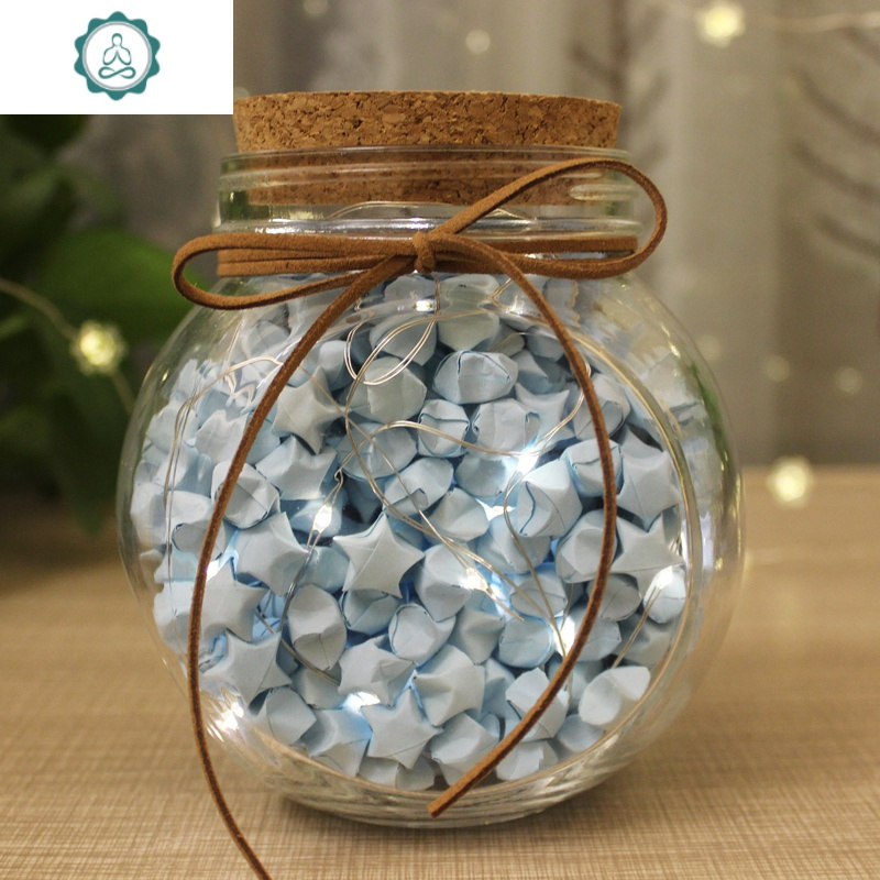 透明玻璃星星瓶许愿瓶带木塞漂流瓶幸运星瓶可装520颗纸星心愿瓶 封后