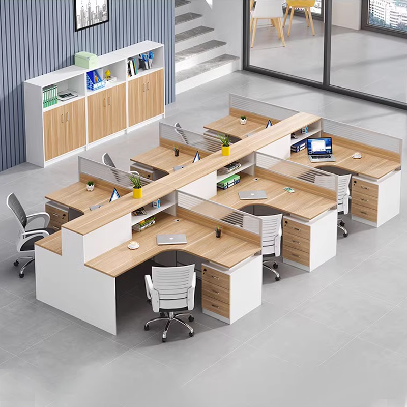 中豫鑫泽 ZYXZ5031409 职员桌屏风工位职员办公桌 干字型六人位含柜高清大图