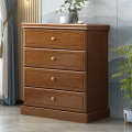 青木川 简约现代实木五斗柜卧室客厅书房家用靠墙收纳储物柜小户型立柜矮柜门厅柜玄关柜多抽屉式落地四斗橱杂物柜 四斗【70x40x80cm】胡桃色