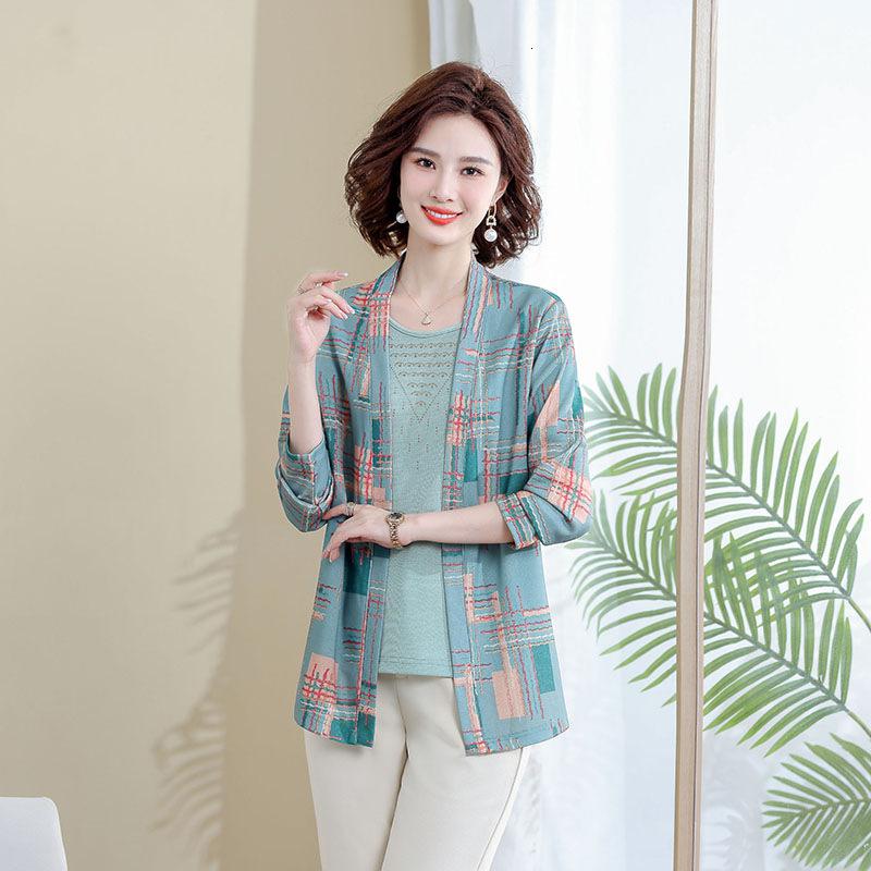 妈妈秋装上衣新款套装40岁50中老年女装春秋季两件套洋气打底小衫_515高清大图