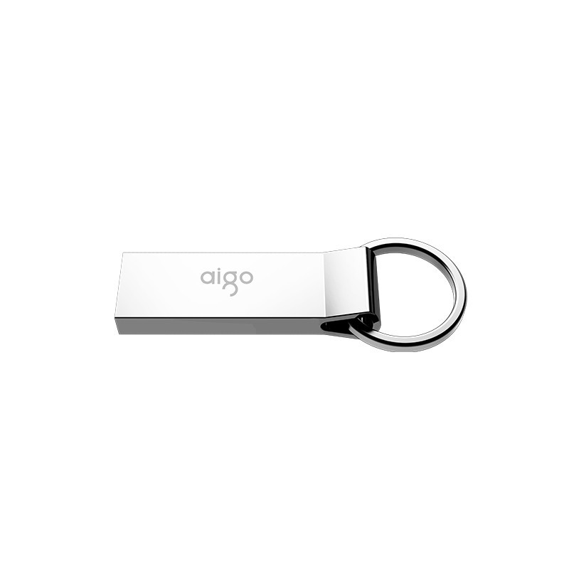 爱国者(aigo)64GB USB2.0 U盘 U210 金属U盘 车载U盘 银色 一体封装 便携挂环