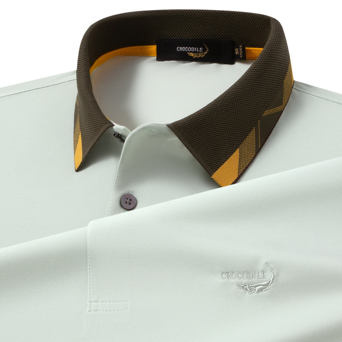 鳄鱼恤CROCODILE 男士夏季透气凉爽蚕丝商务POLO衫高清大图