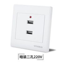 86型暗装二四位USB插座面板220V两位家用36V工地宿舍专用明装插座 暗装二位USB220V转5V 家用