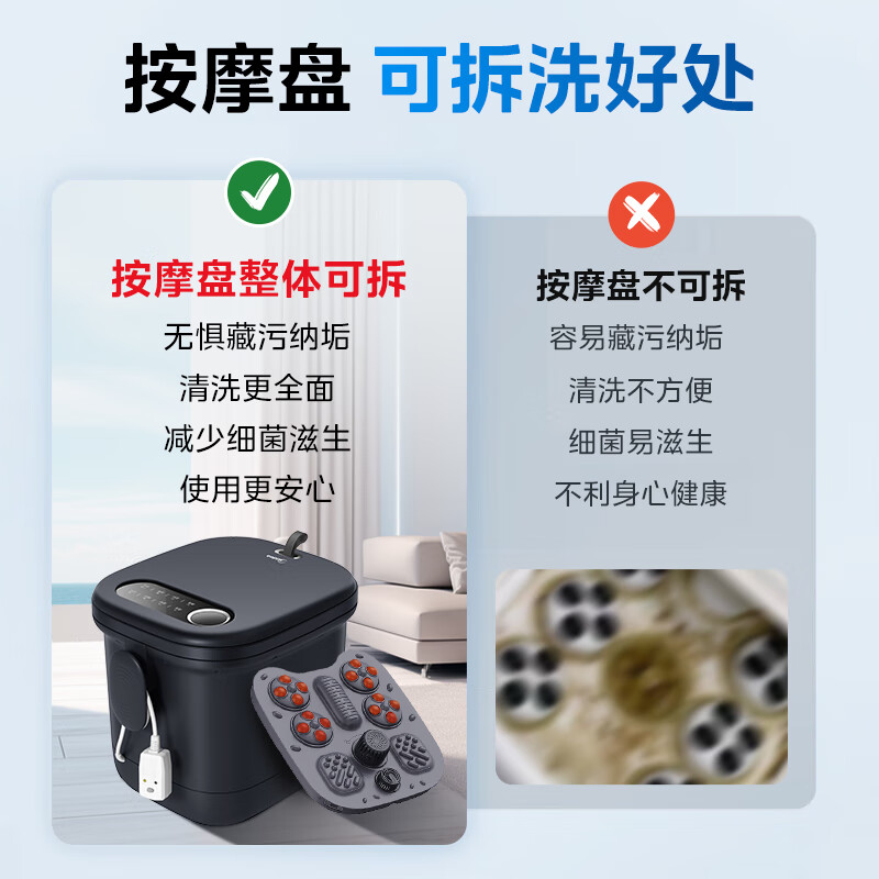 美的(Midea)泡脚桶恒温加热全自动按摩足浴盆洗脚盆仿真按摩可拆洗按摩盘 送长辈-AJ0201高清大图