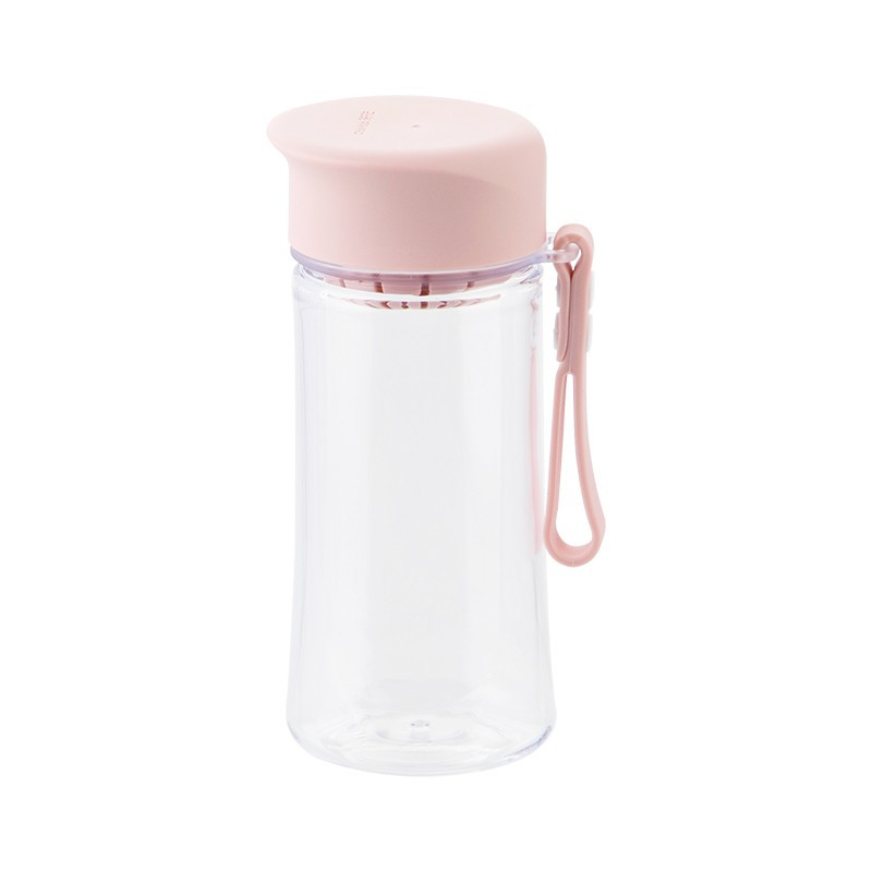 茶花新款爱巧水杯便携时尚杯有盖带绳女生杯滤网美观塑料400ML 随手杯