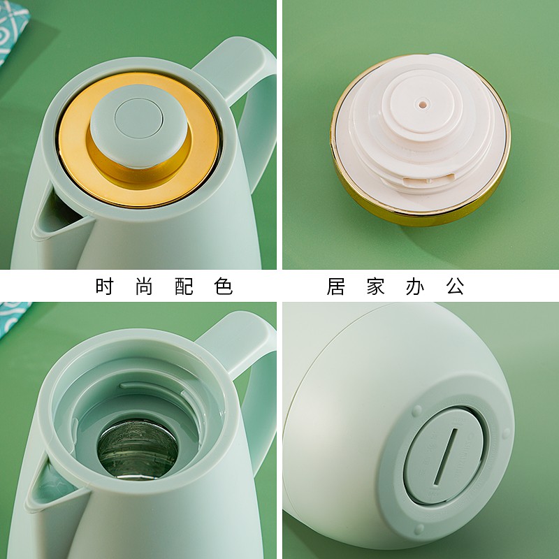 清水保温水壶玻璃内胆大容量家用保温壶热水瓶 1.6L 米色 SM-1172-160高清大图
