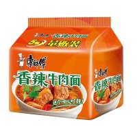 康师傅 经典鲜虾鱼板面五连包98g*5袋/包+经典香辣牛肉面五连包104g*5袋/包 2口味(2包组)