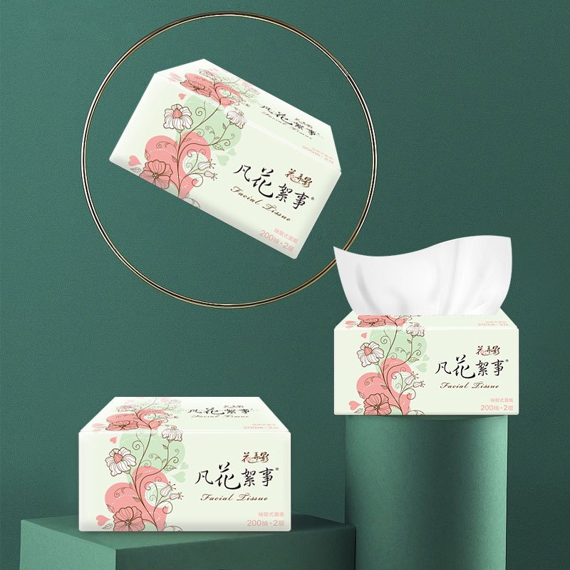 花弄影抽纸凡花絮事200抽12包面巾纸实惠装卫生纸巾餐巾纸