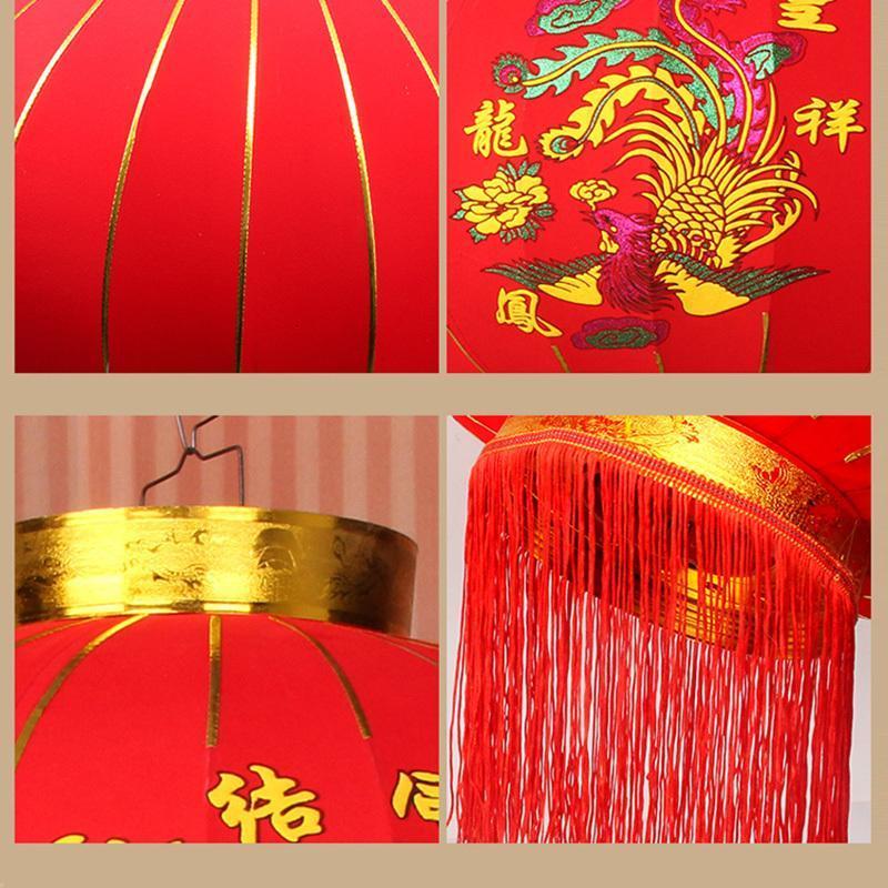 婚庆结婚灯笼喜字大红植绒灯笼喜庆宫灯婚房装饰灯笼-100#喜结良缘短杆1个