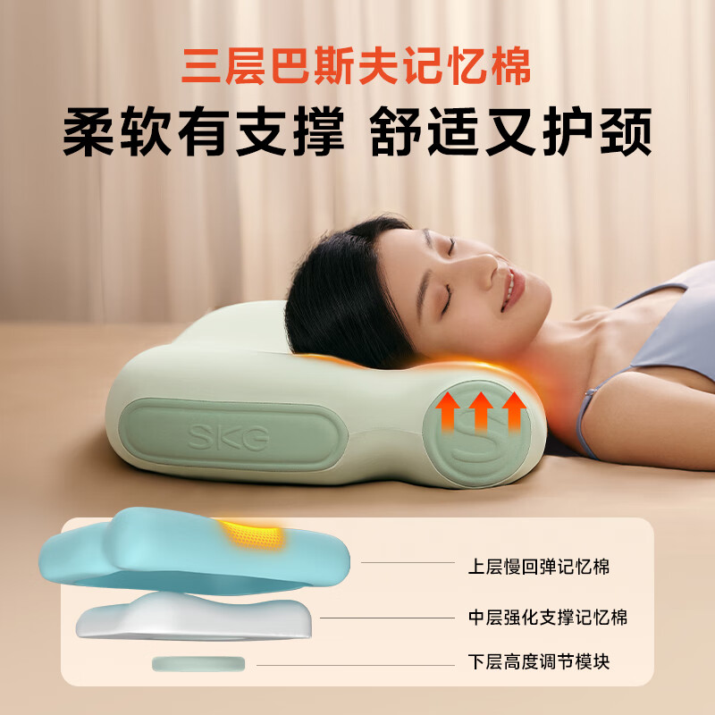 SKG颈椎热敷枕头牵引睡眠枕修复矫正拉伸护颈 睡觉专用枕 P3 2代豪华
