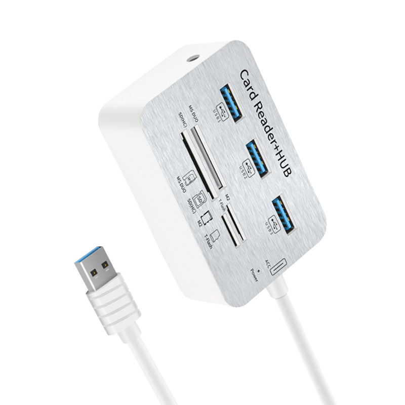 酷比客(L-CUBIC) LCHC20WH 3口USB3.0集线器带读卡器HUB扩展坞