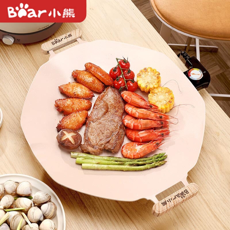 小熊DKL-E10N3麦饭石八角电烤盘煎烤烙炒5档调温1000w大功率