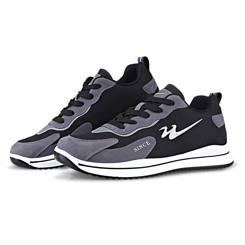 双星秋季运动鞋男款轻便系带防滑运动鞋低帮拼接学生鞋