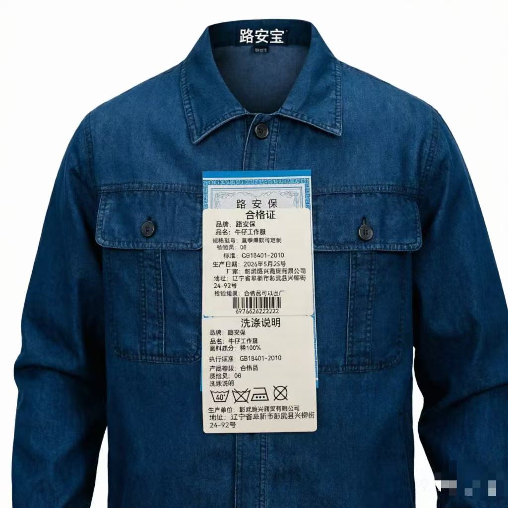 路安保牛仔工作服夏季薄款可定制套高清大图
