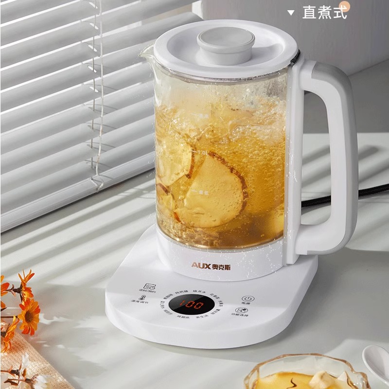 奥克斯煮茶器黑茶煮茶壶家用全自动蒸汽玻璃电热花茶普洱蒸茶壶 升级版高清大图