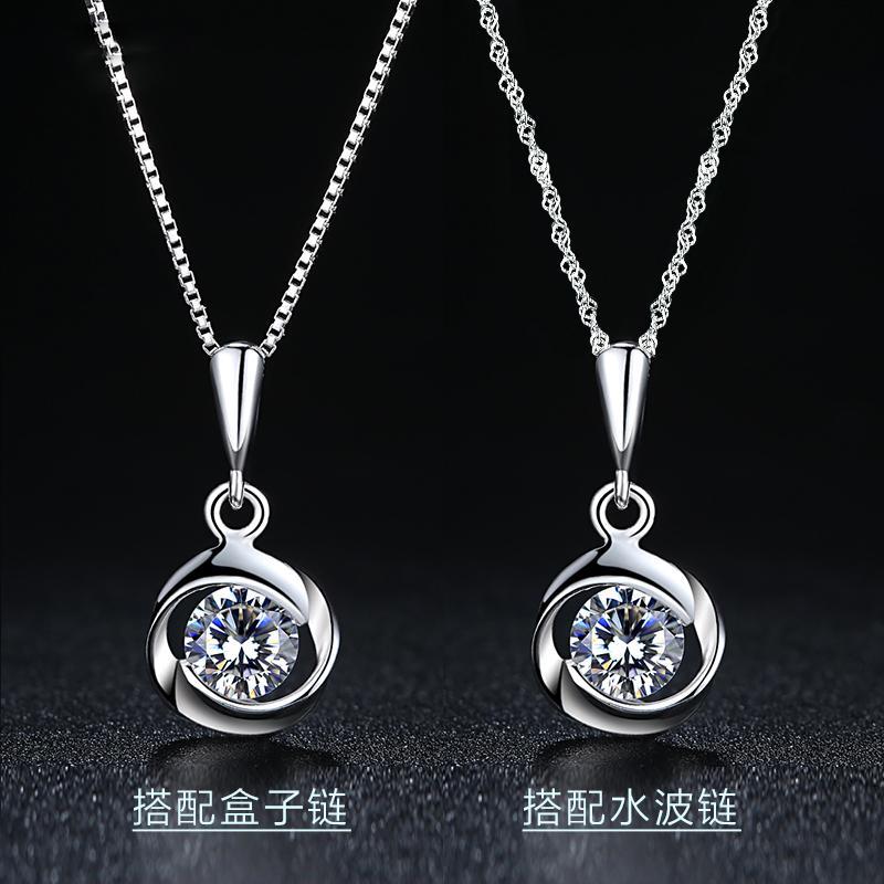 925银项链女款坠女 短款锁骨链 韩版时尚银饰品 首饰送女友情人节礼物送女朋友七夕情人节礼物