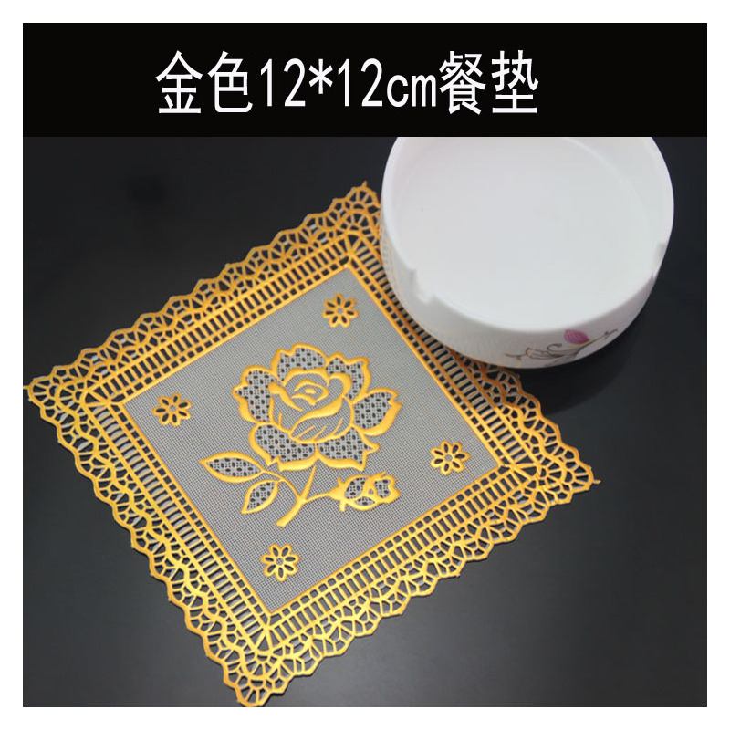 1片装餐垫欧式托盘垫pvc烫金杯垫碗垫烟缸垫隔热垫圆形方形花瓶垫
