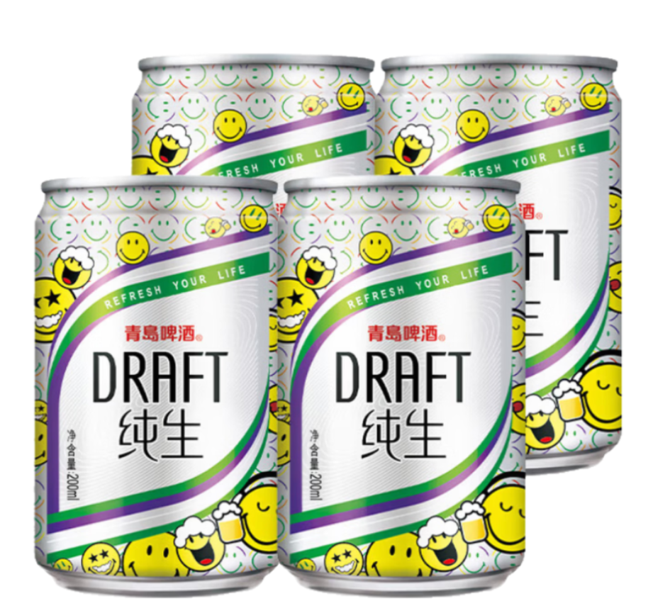 青岛啤酒(TsingTao)纯生200ml* 4罐
