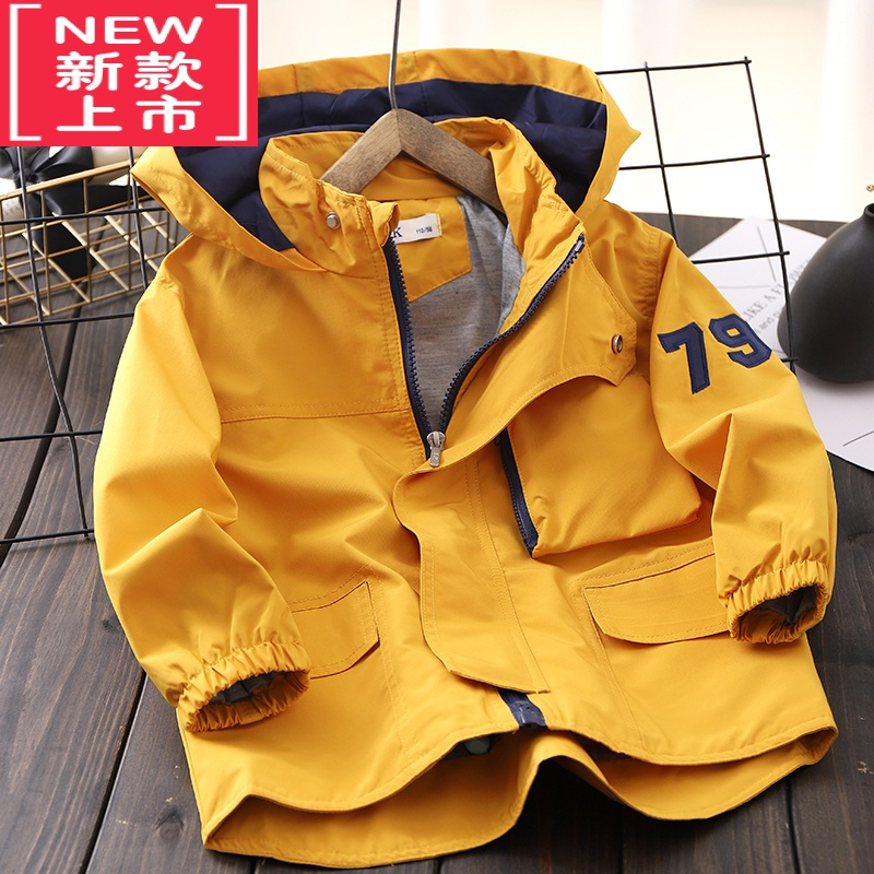 可莉允男童连帽加绒外套秋冬中大儿童冲锋衣防风保暖棉服夹克衫夹棉上衣