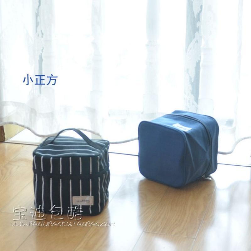 帆布艺保温便当包午餐饭盒袋手提袋拎包圆形带饭包妈咪包