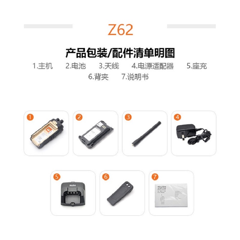 摩托罗拉(MOTOROLA)EVX-Z62-数字便携式对讲机 32信道 2300毫安电池 IP55级防水防尘语音信道播报高清大图