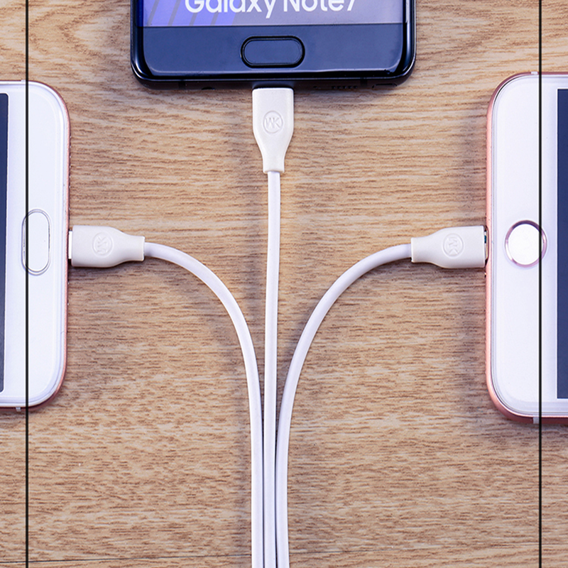 WK DESIGN完美三合一充电线 USB 安卓Micro/Apple/Type-C 三合一充电线 电源线 1米 白色