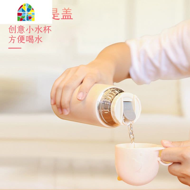 创意网红ins原宿风保温杯瓶少女便携小巧水杯子学生韩版可爱潮流 FENGHOU 冰爽蓝-350ml(送玻璃杯)图片