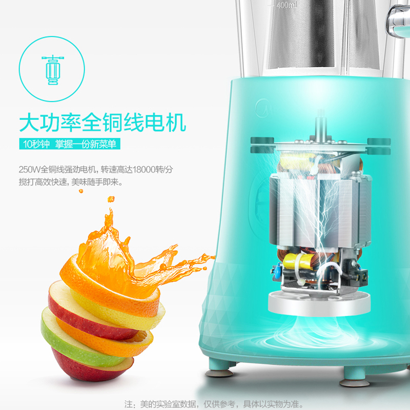 美的(Midea)榨汁机 WBL2531H 三合一全铜电机 家用多功能 料理机 果汁机 薄荷色