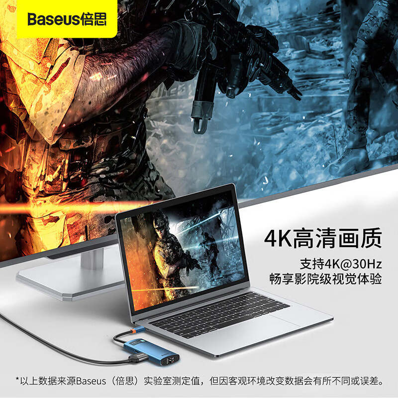倍思拓展坞Type-C扩展坞充电器USB3.0千兆网口转接头HUB分线转换器PD充电通用雷电4苹果华为电脑高清大图