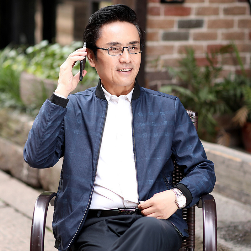 热卖新款爸爸新款装帅气百搭夹克男装中老年人中年休闲40岁50舒适视频