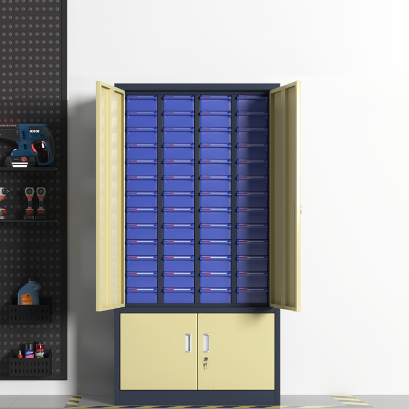 臻远 ZYLJG-W110 零件柜抽屉式工具柜 52抽蓝色带门加工具柜大号高清大图
