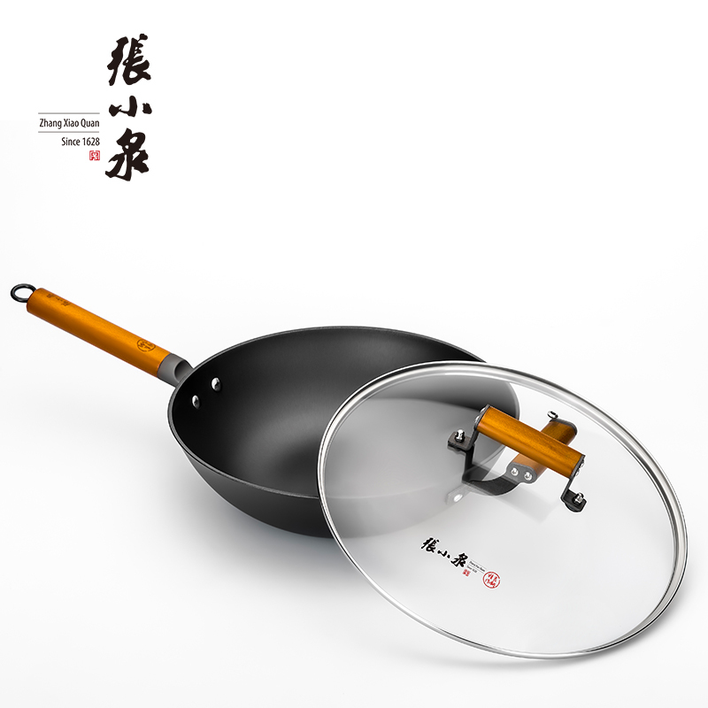 张小泉 真不锈铁铸32CM炒锅家用无涂层 C30210100