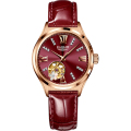 卡梭(KASSAW)手表女国产品牌自动机械表真钻时尚潮流防水新款樱花女士表K990L 酒红色