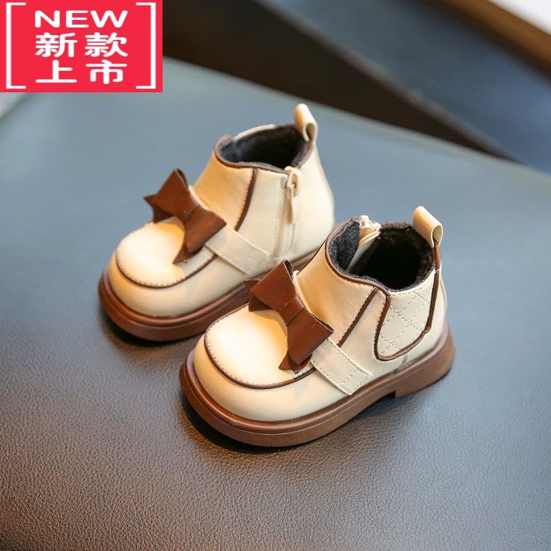 可莉允女宝宝鞋子小皮鞋冬季加绒短靴小童公主鞋女童靴子婴儿学步鞋图片